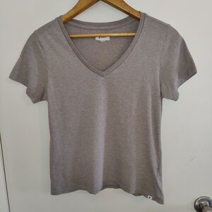 PACT Khaki Brown/ Gray V Neck Tee Ladies Size S